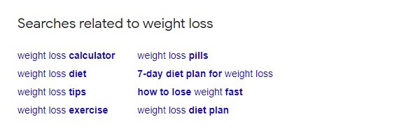 Google related searches example for weight loss term